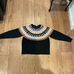 Forever 21 Black and Orange Patterned Sweater